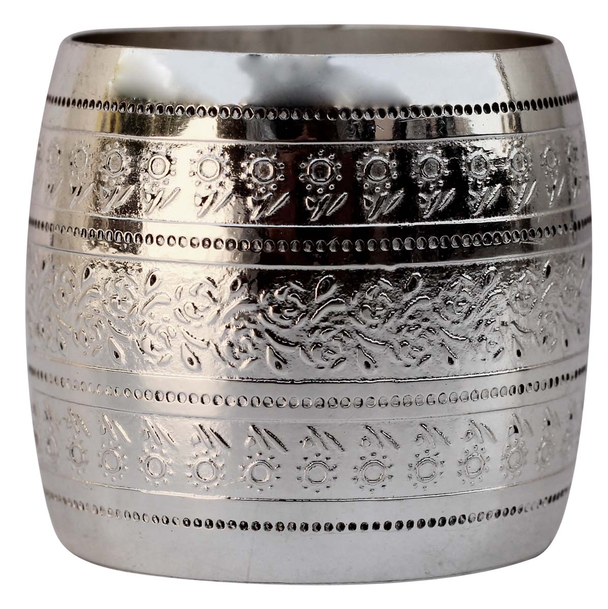 Napkin Rings Wholesale - Napkin Rings - Cast in Brass - Nickel Plated - Abstract Engraved Motifs